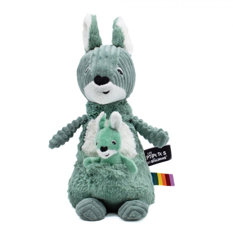 Les déglingos - les ptipotos - peluche kangourou vert - 30 cm 